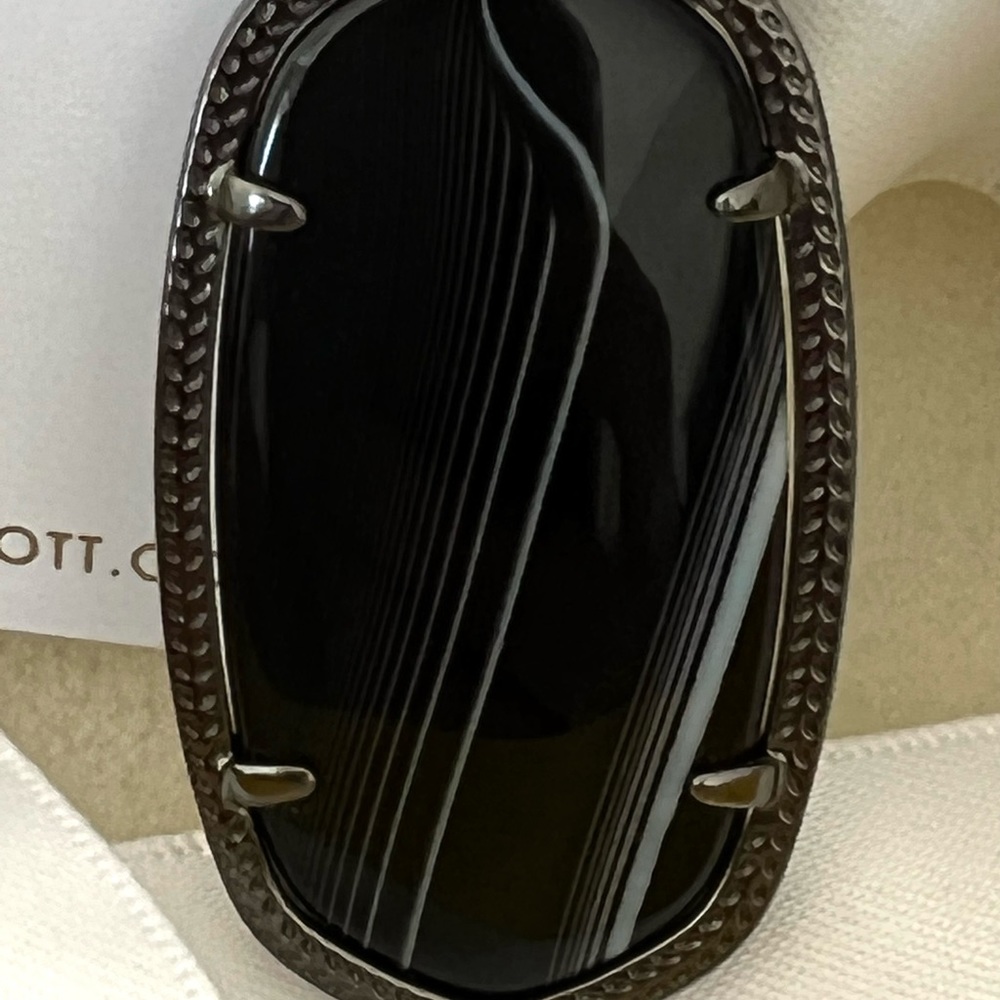 NWOT RARE & Retired Kendra Scott Danielle Earrings Black Banded Agate & Gunmetal - Picture 13 of 14